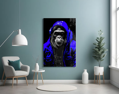 Cobalt Ape Glass Wall Art