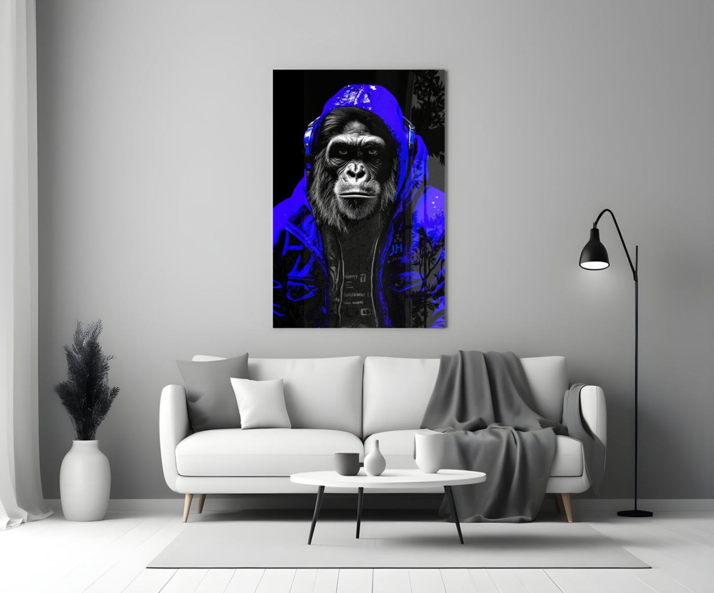 Cobalt Ape Glass Wall Art