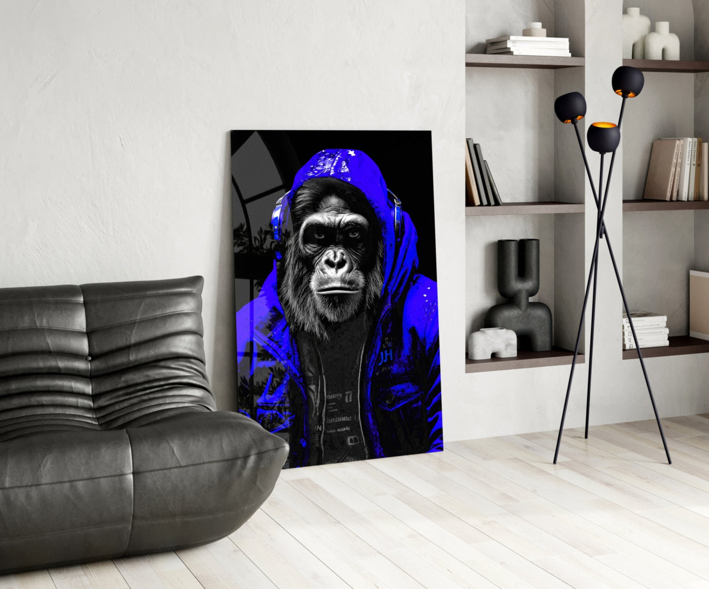 Cobalt Ape Glass Wall Art