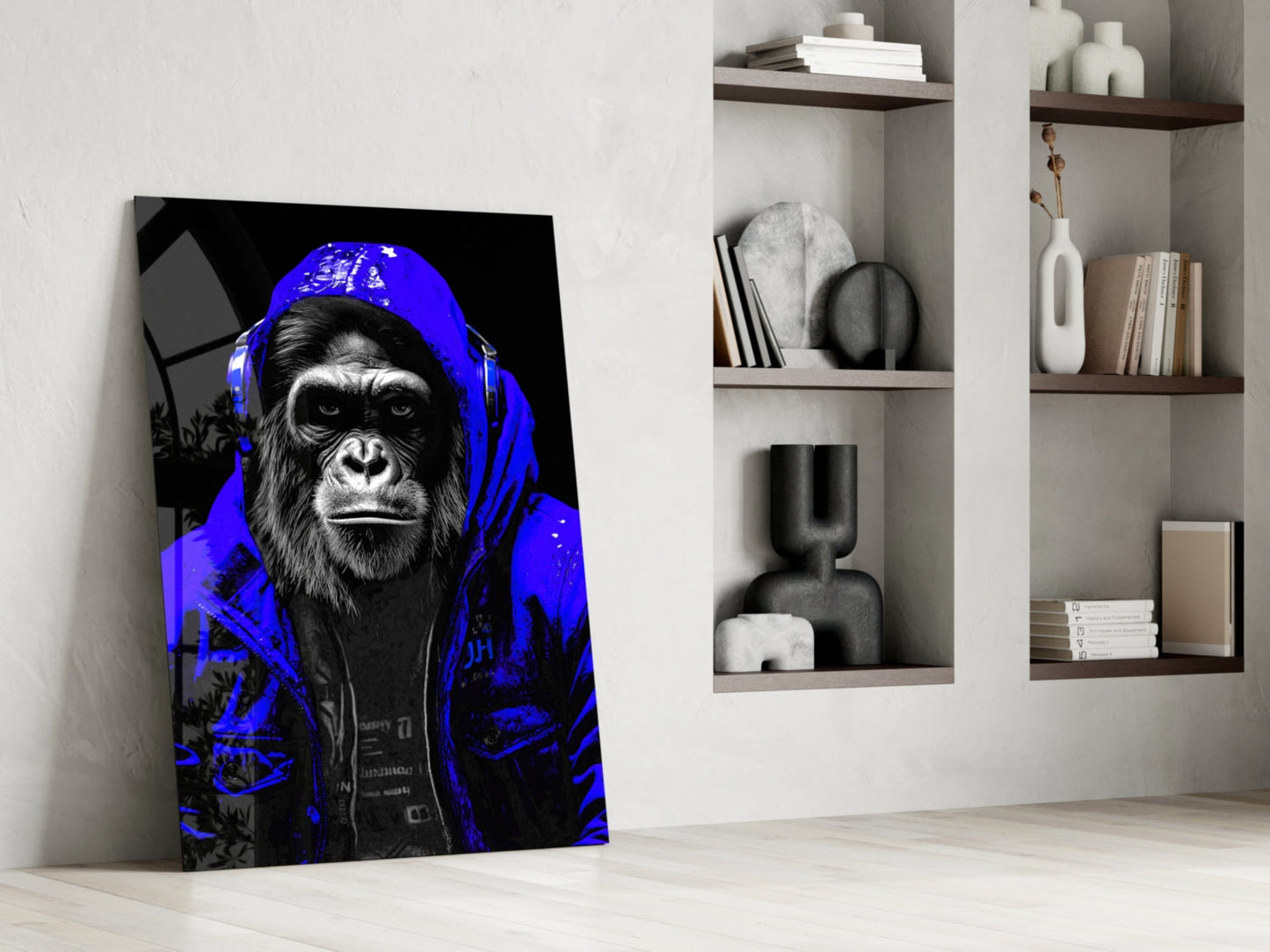 Cobalt Ape Glass Wall Art