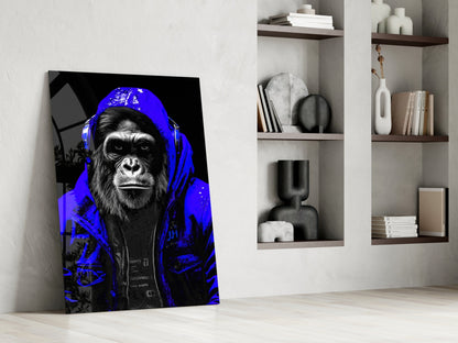 Cobalt Ape Glass Wall Art