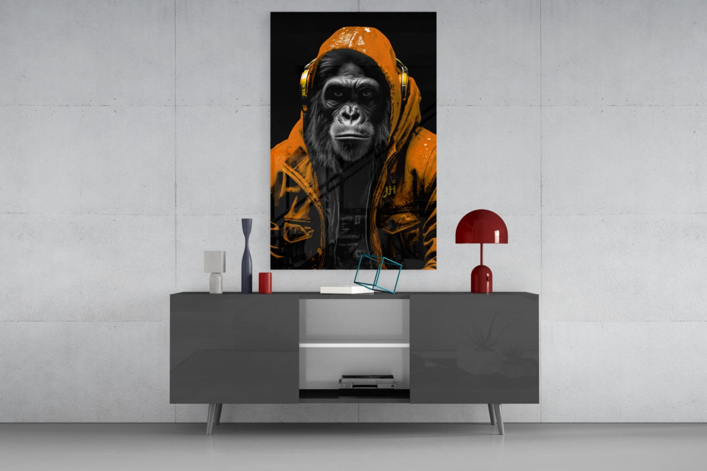 Tangerine Ape Glass Wall Art