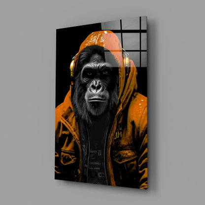 Tangerine Ape Glass Wall Art