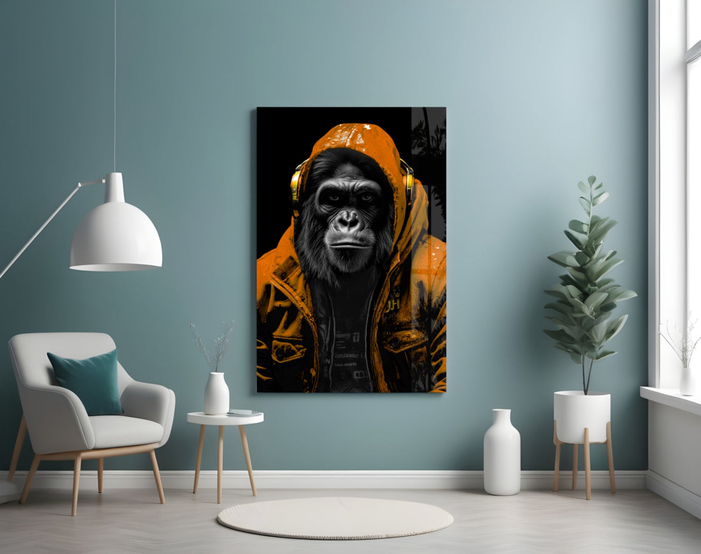 Tangerine Ape Glass Wall Art