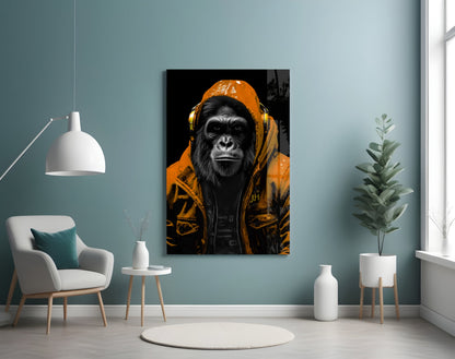 Tangerine Ape Glass Wall Art