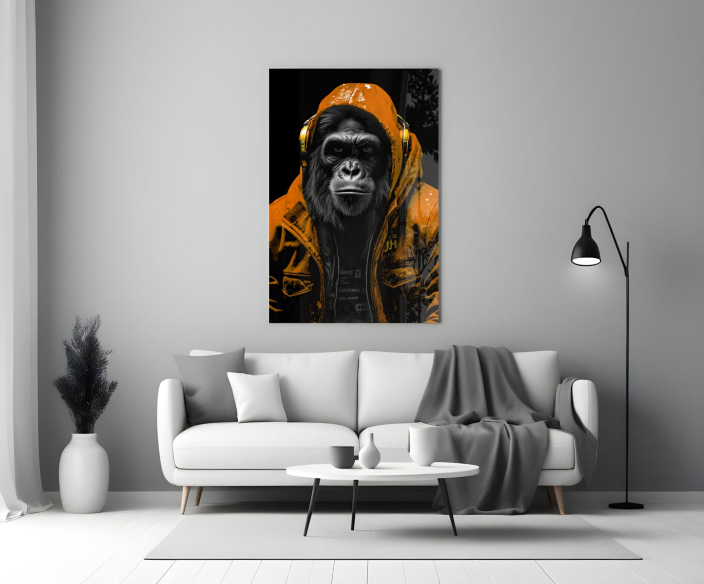 Tangerine Ape Glass Wall Art