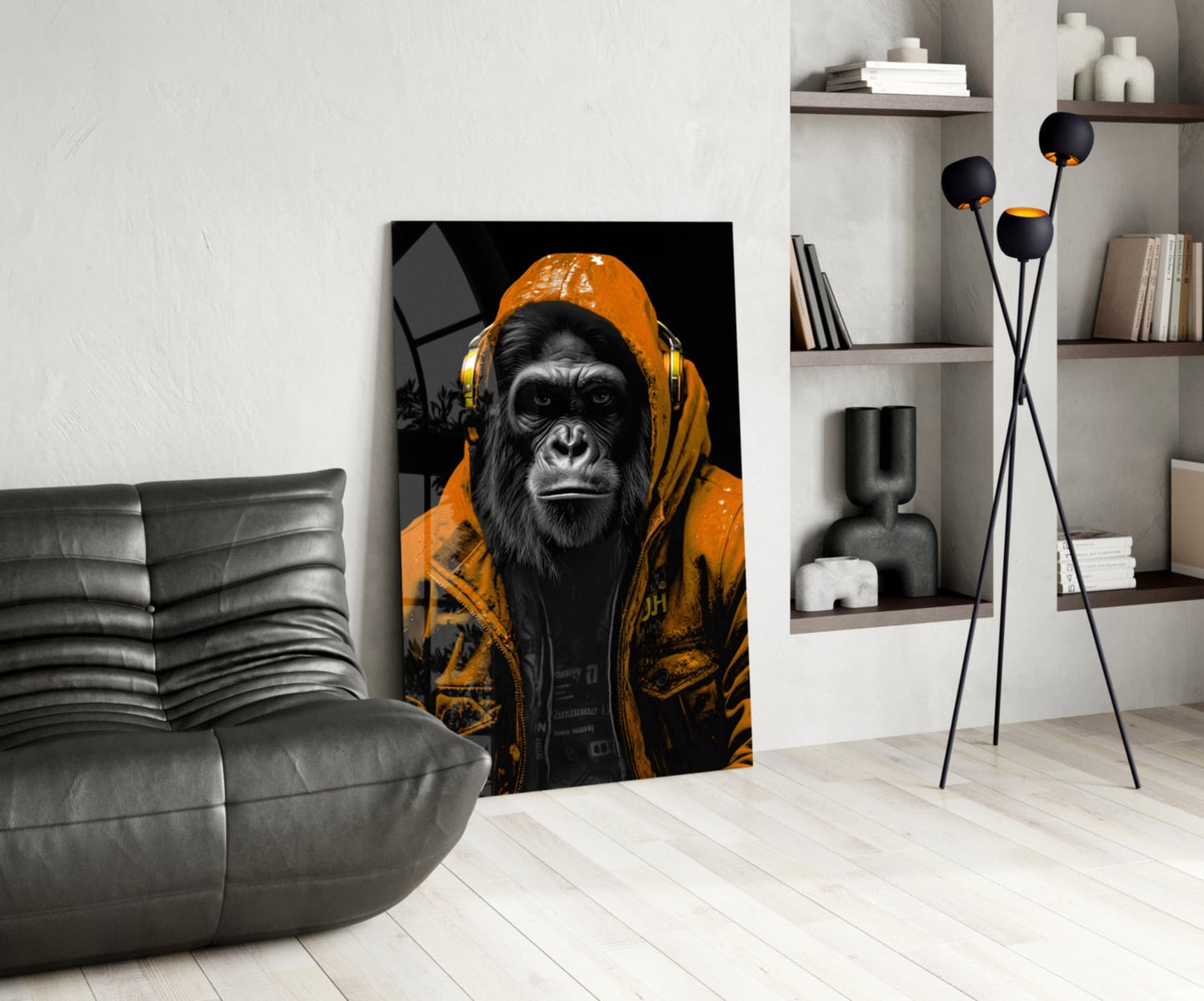 Tangerine Ape Glass Wall Art
