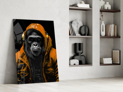 Tangerine Ape Glass Wall Art