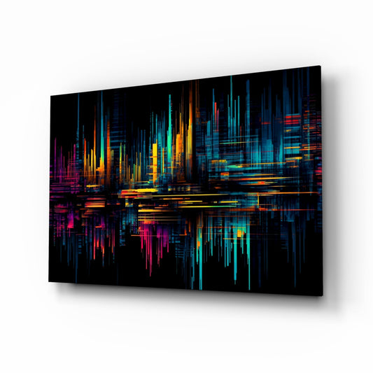 Color Stream glass wall art neon design