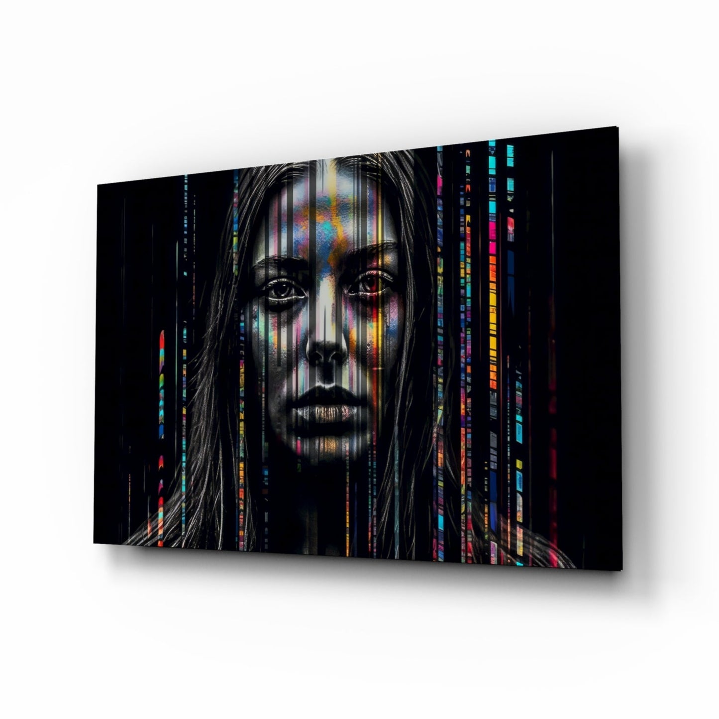 Color Stream glass wall art bold portrait