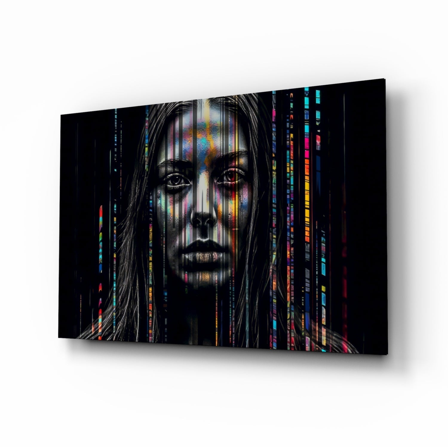 Color Stream glass wall art bold portrait