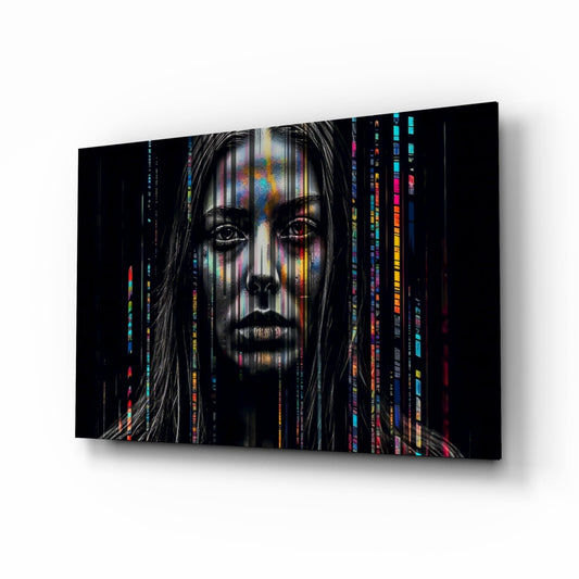 Color Stream glass wall art bold portrait