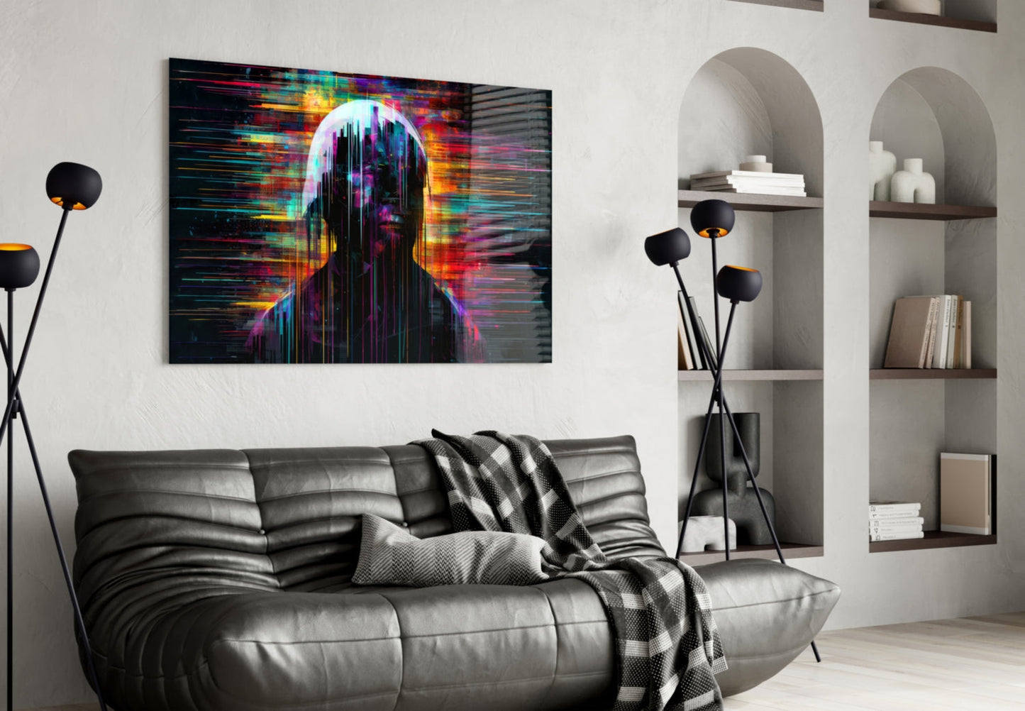 Shadow of Color Sticks Glass Wall Art