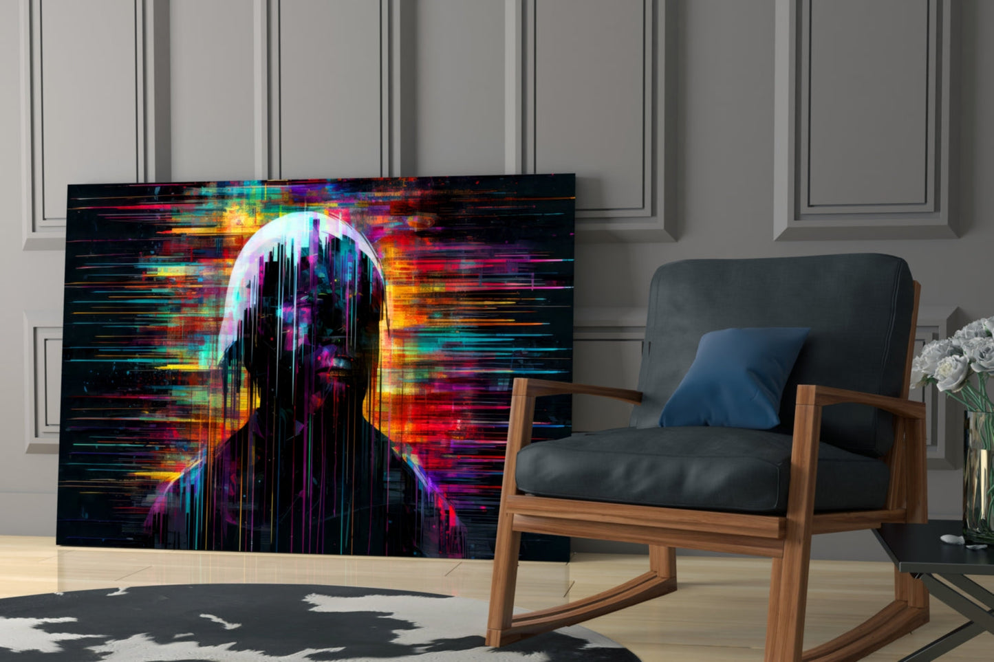 Shadow of Color Sticks Glass Wall Art
