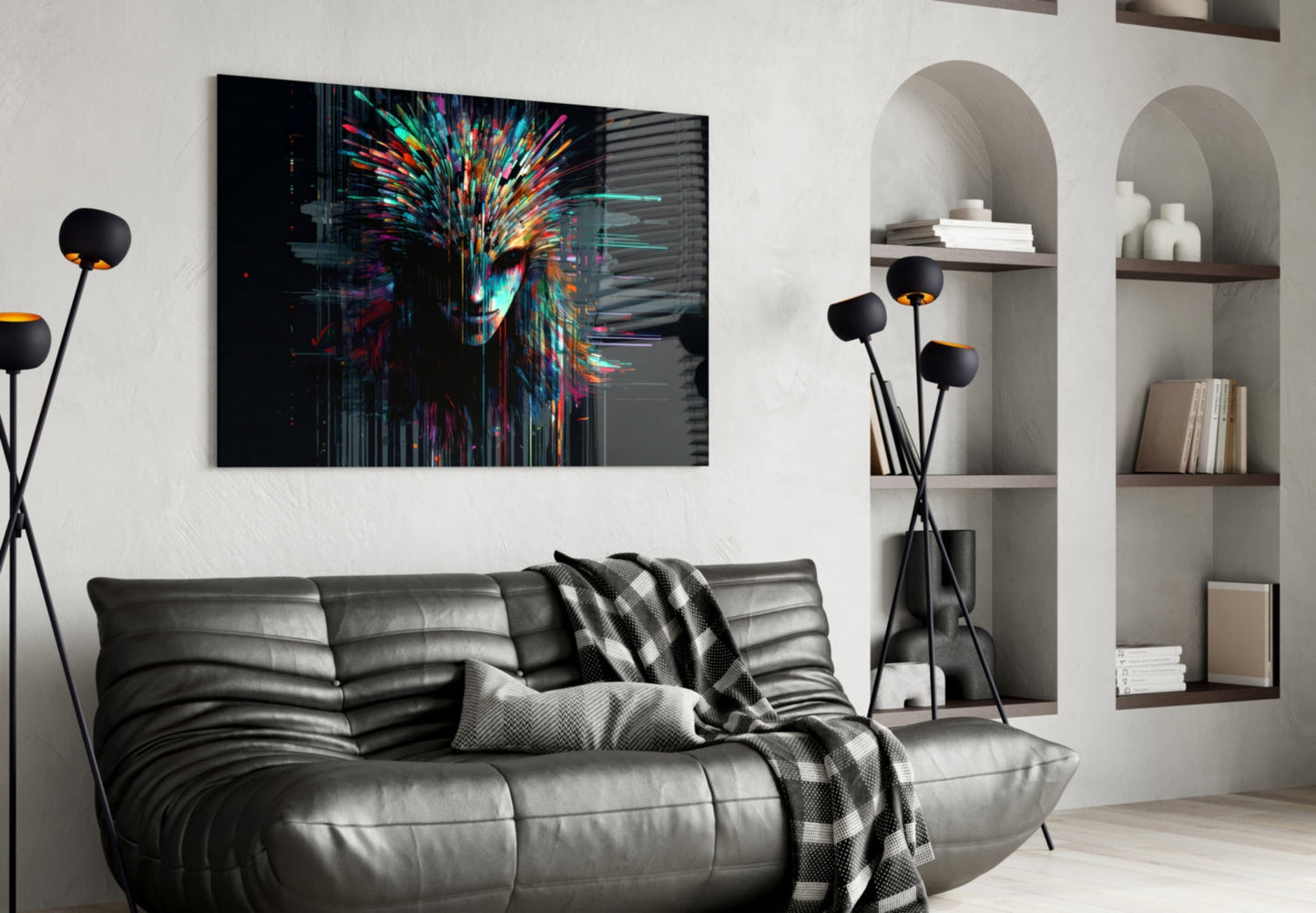 Face of Color Sticks Glass Wall Art