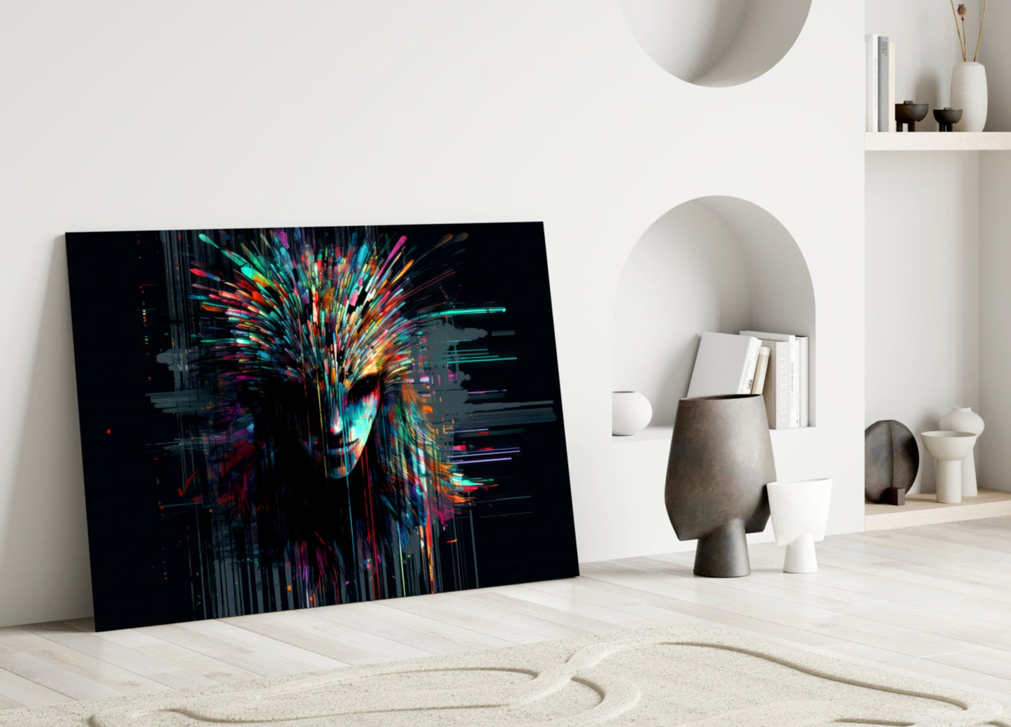 Face of Color Sticks Glass Wall Art