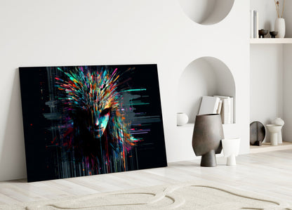Face of Color Sticks Glass Wall Art