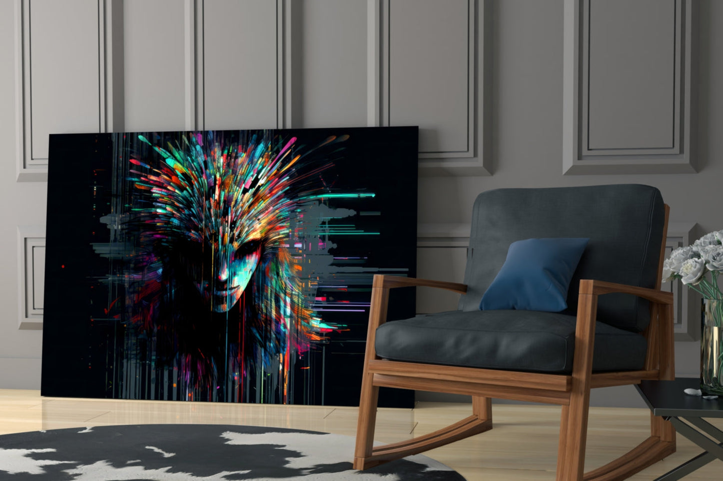 Face of Color Sticks Glass Wall Art