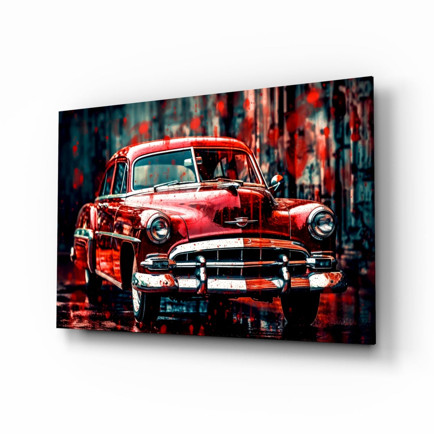 Vintage American Car glass wall art retro design
