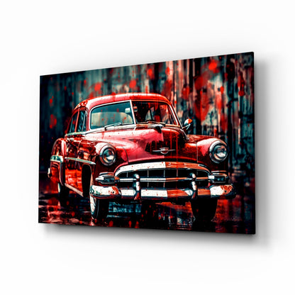 Vintage American Car glass wall art retro design