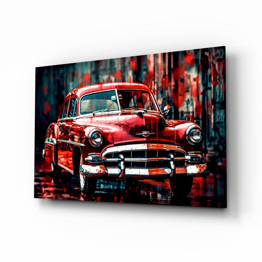 Vintage American Car glass wall art retro design