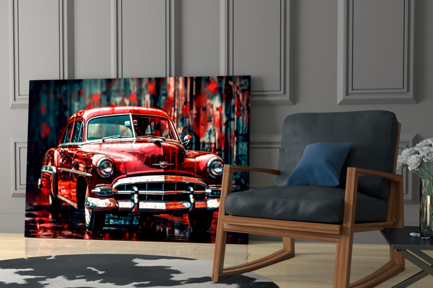 Vintage American Car Glass Wall Art