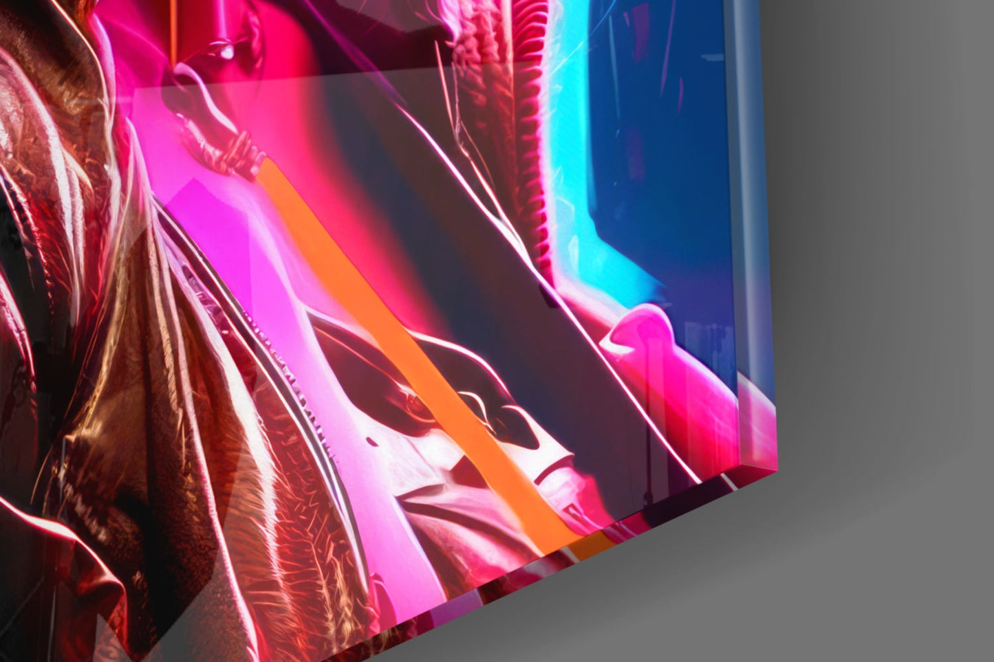 Neon Aviator Woman Glass Wall Art