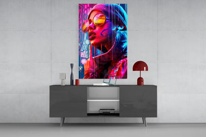 Stylish Woman Glass Wall Art