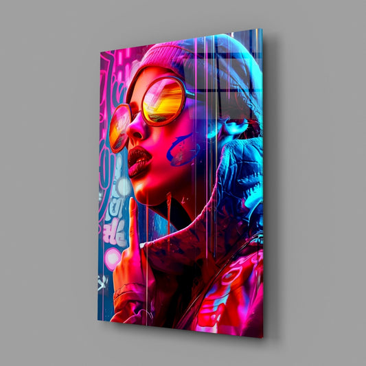 Stylish Woman Glass Wall Art