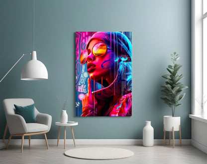 Stylish Woman Glass Wall Art