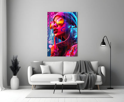 Stylish Woman Glass Wall Art