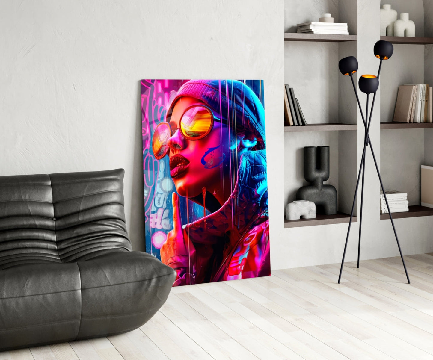 Stylish Woman Glass Wall Art