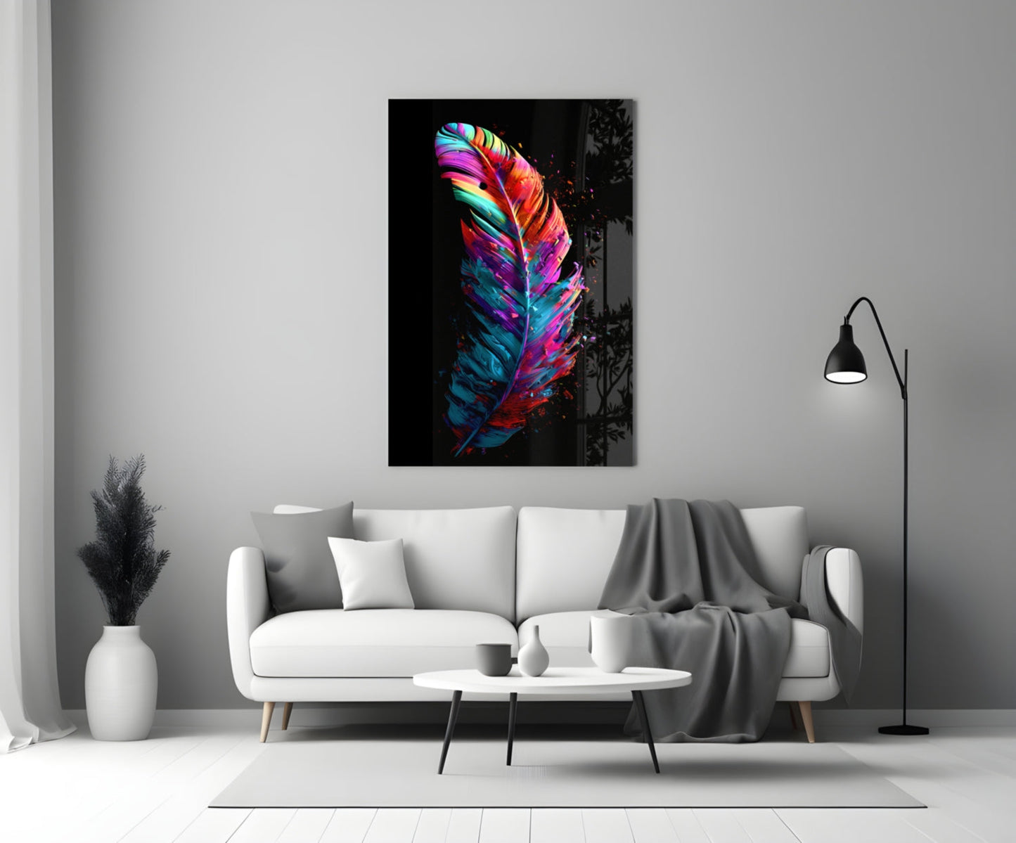 Feather Glass Wall Art
