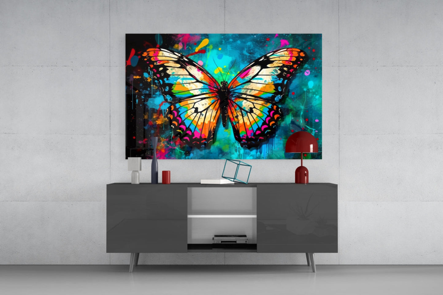 Winged Butterfly Glass Wall Art
