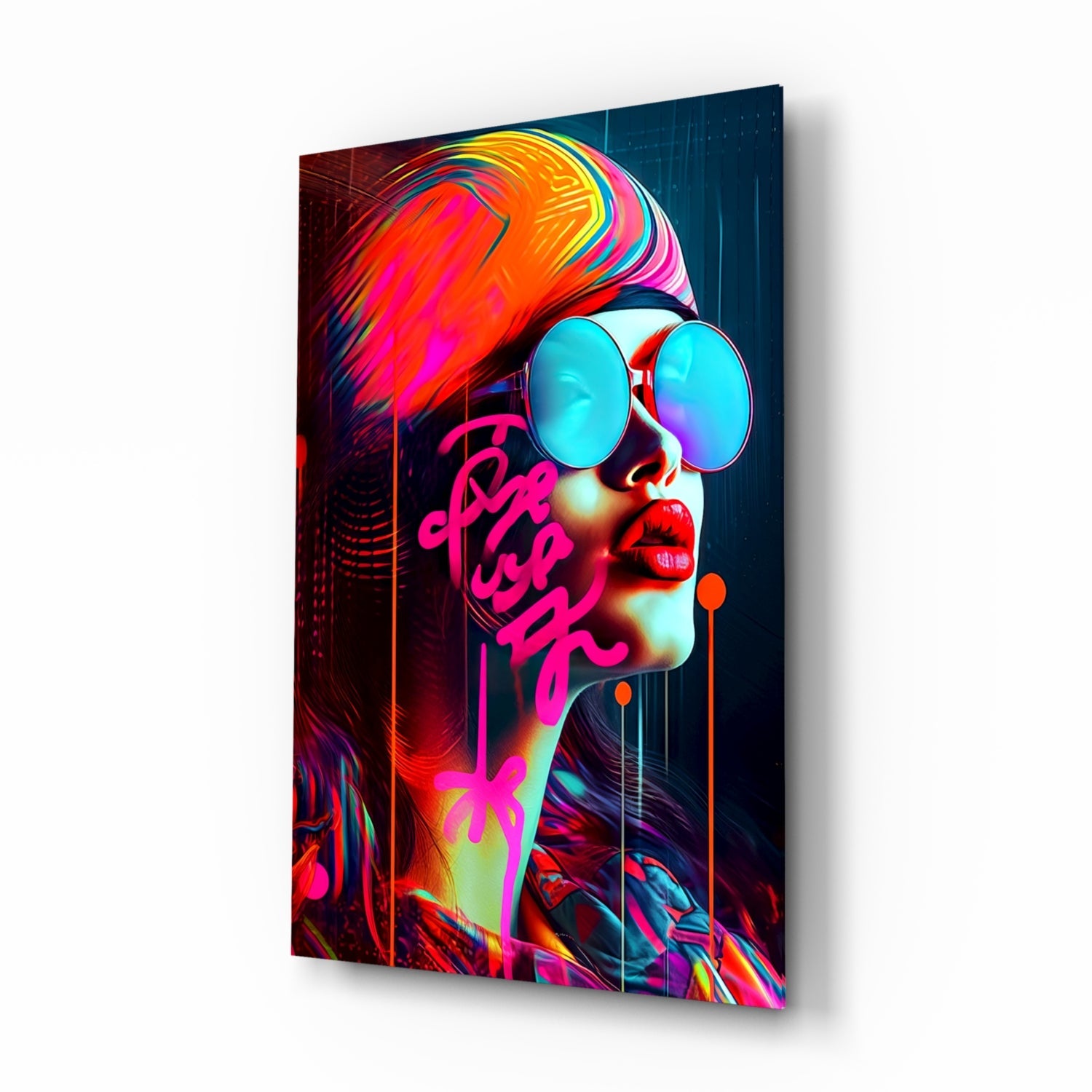 Lips and looks glass wall art