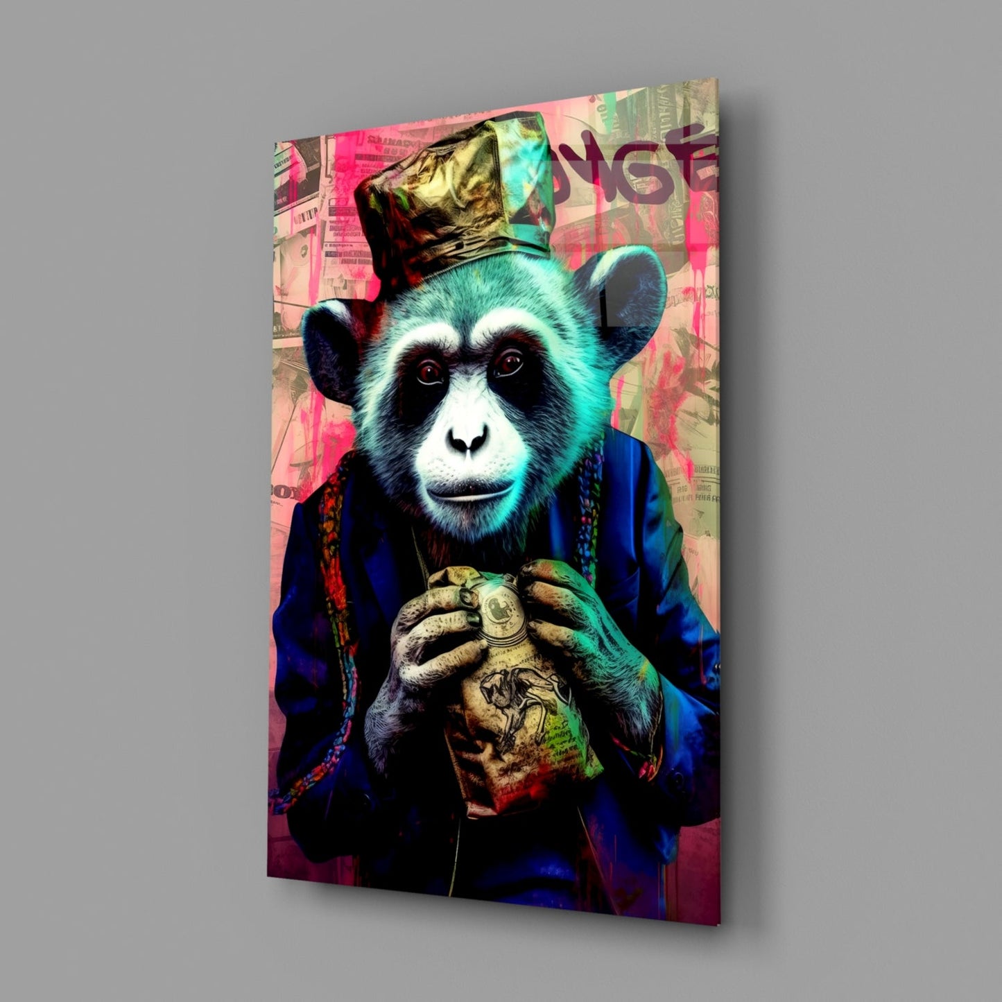 Monkey the Worker Glass Wall Art