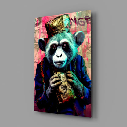 Monkey the Worker Glass Wall Art