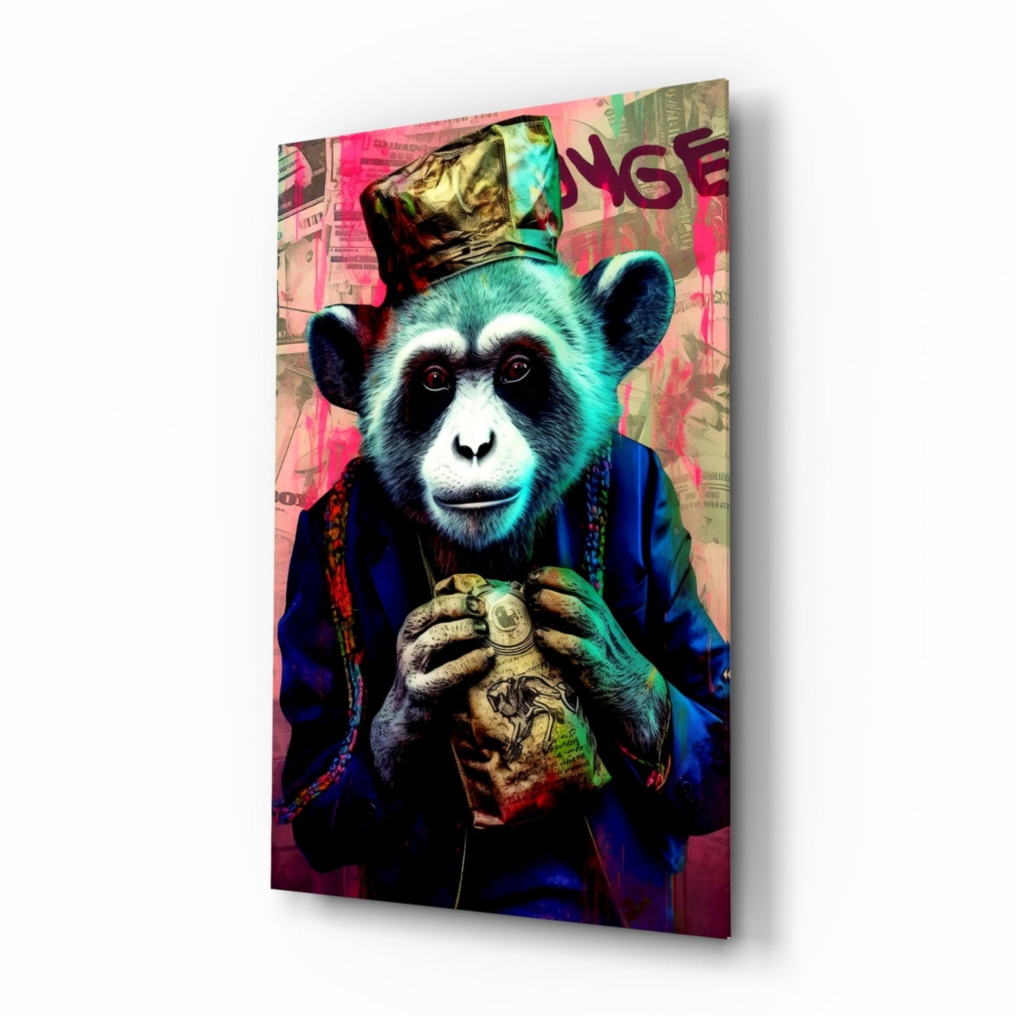 Monkey the worker glass wall art