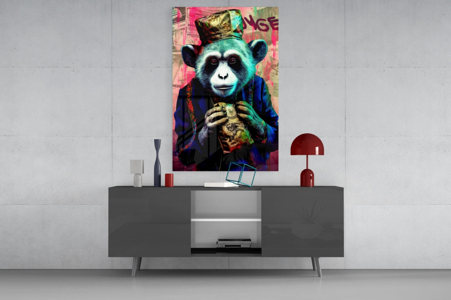 Monkey the Worker Glass Wall Art