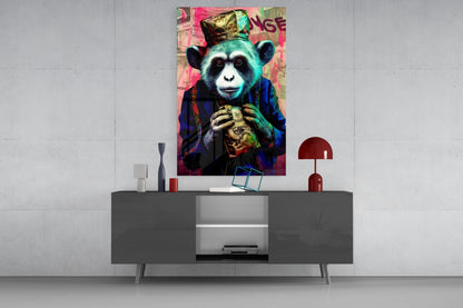 Monkey the Worker Glass Wall Art