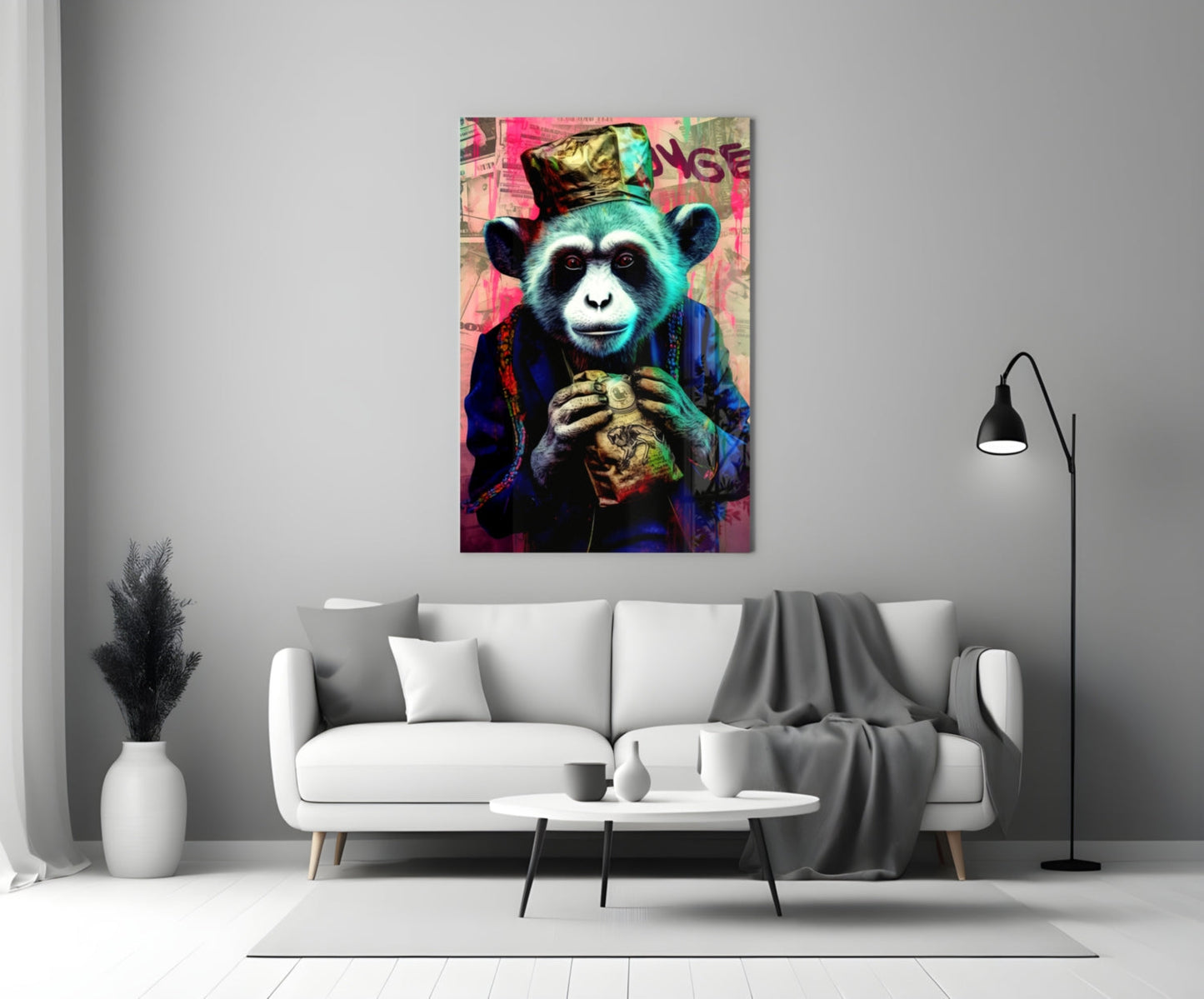 Monkey the Worker Glass Wall Art