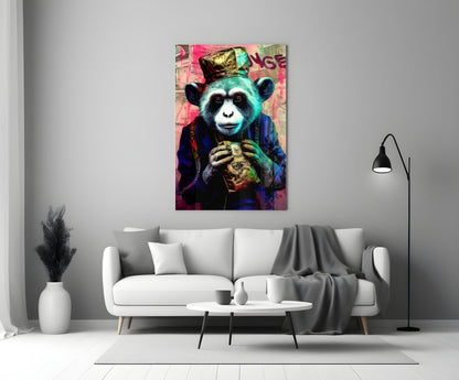 Monkey the Worker Glass Wall Art
