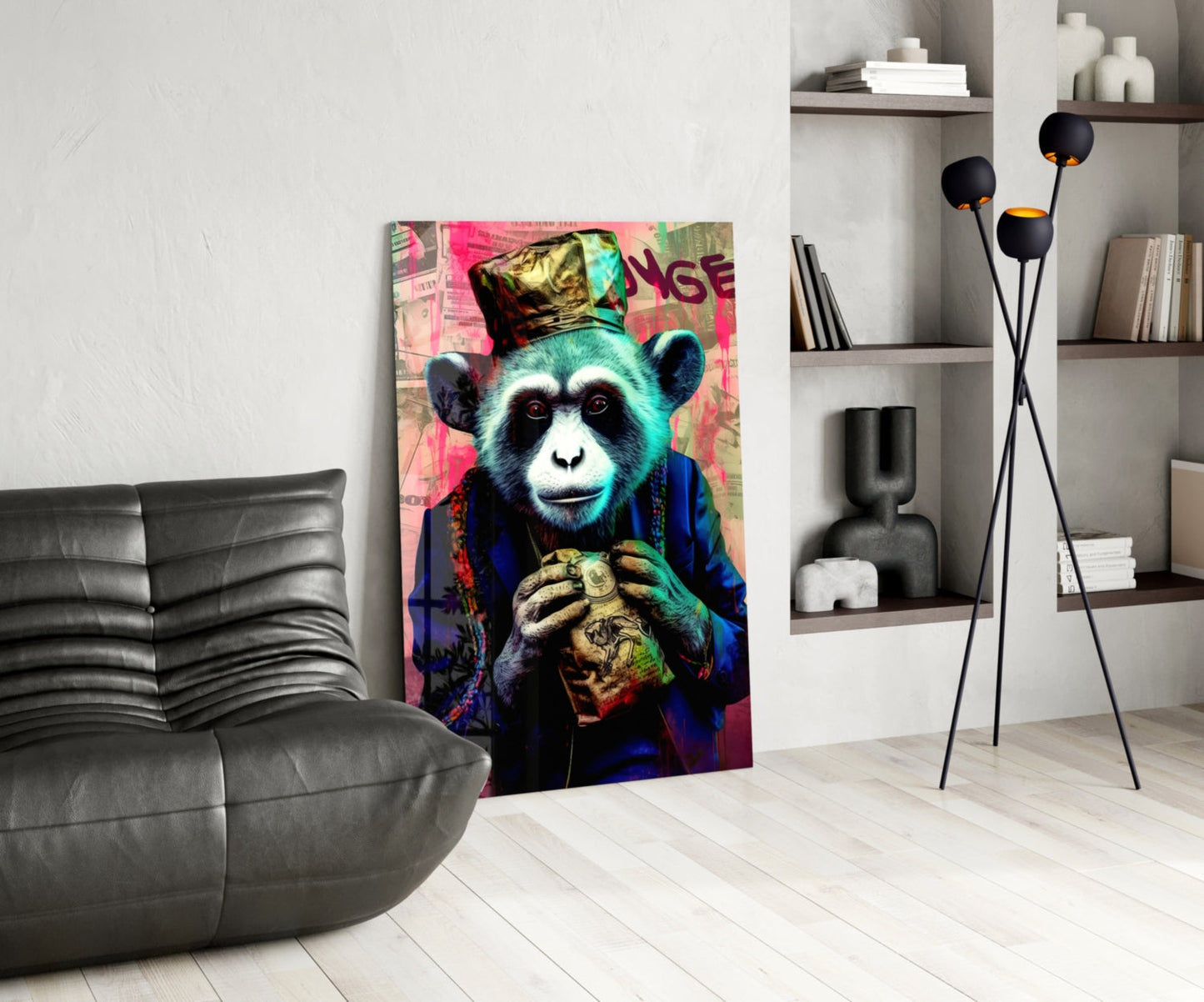 Monkey the Worker Glass Wall Art