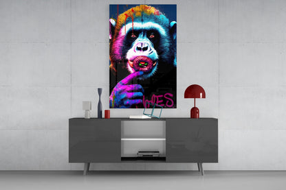Monkey Kiss Glass Wall Art