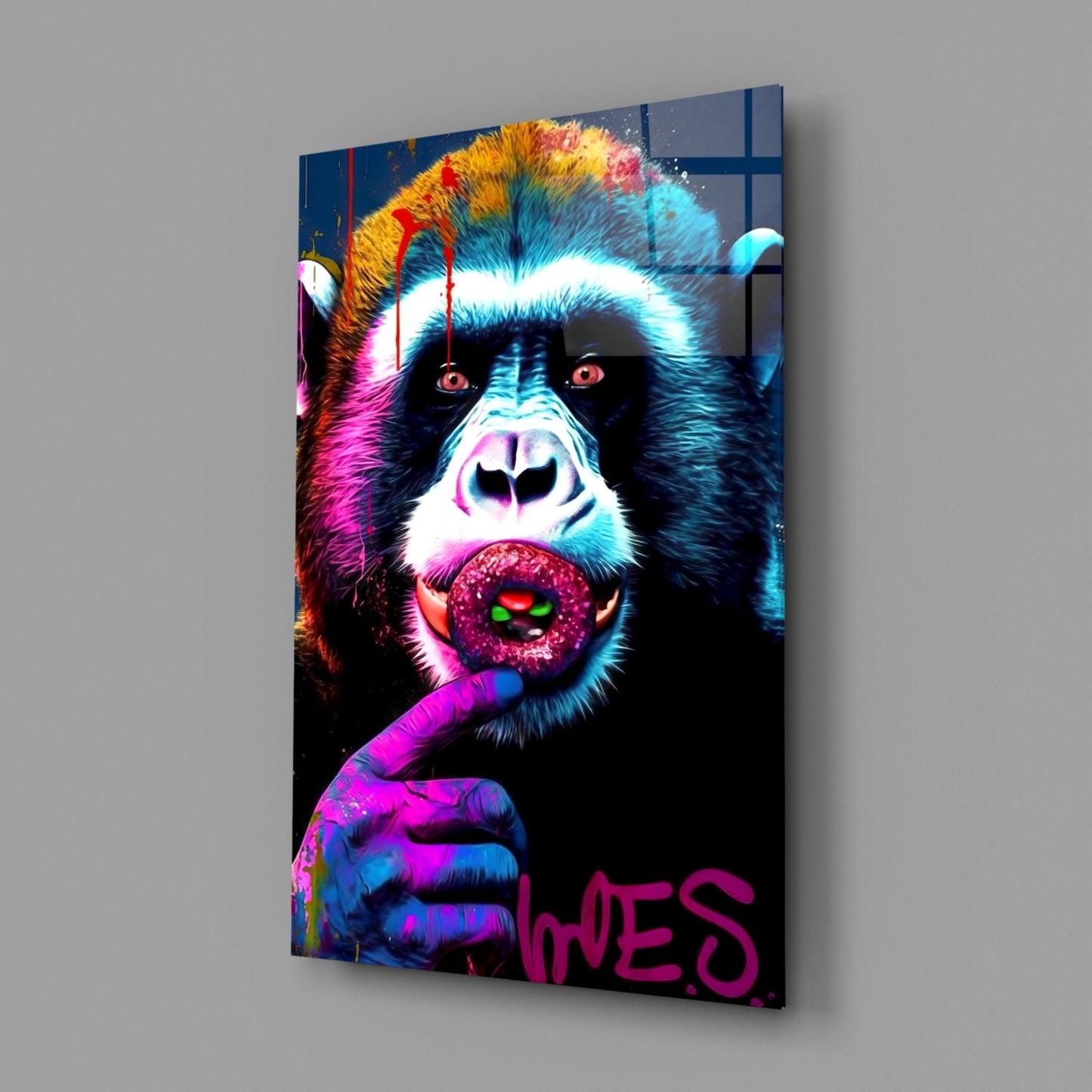 Monkey Kiss Glass Wall Art