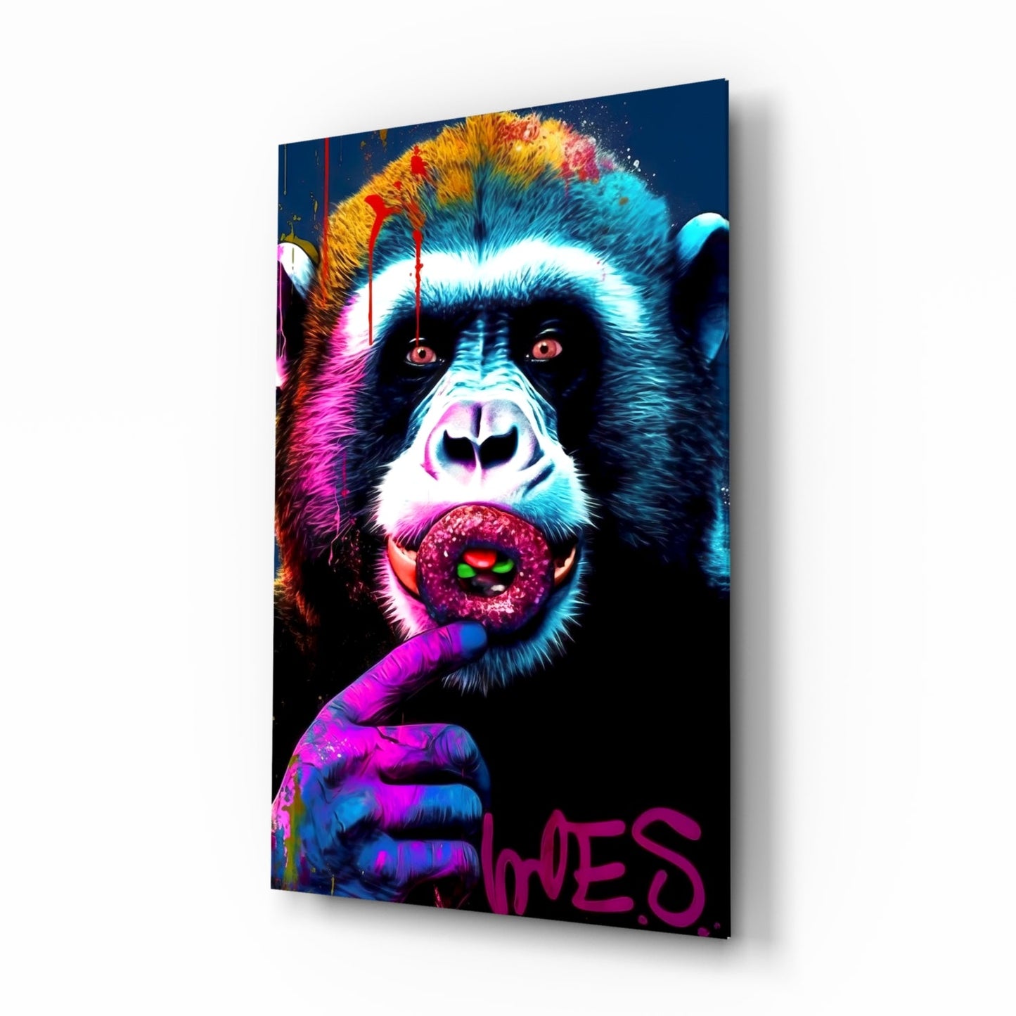Monkey kiss glass wall art