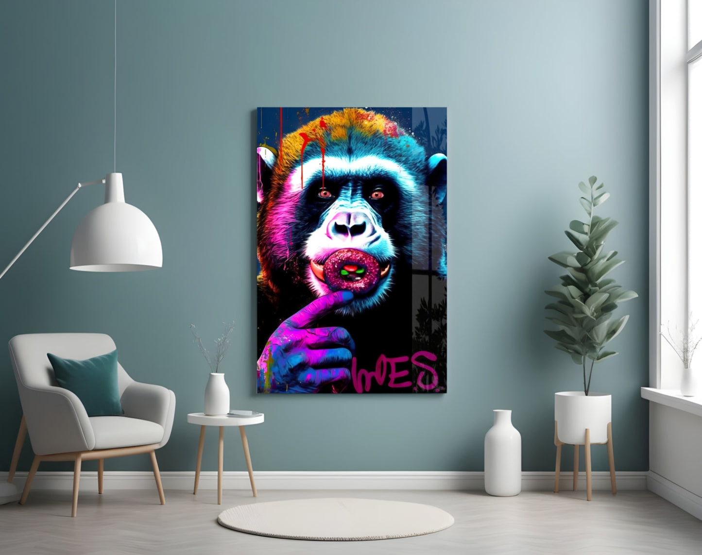 Monkey Kiss Glass Wall Art
