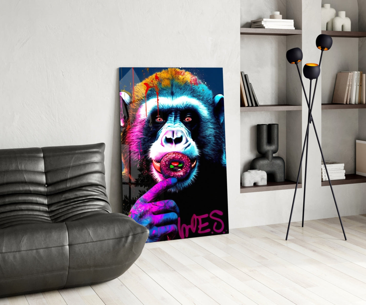 Monkey Kiss Glass Wall Art
