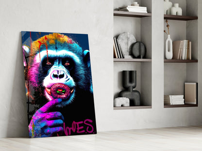 Monkey Kiss Glass Wall Art