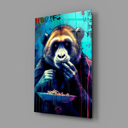 Hungry Monkey Glass Wall Art